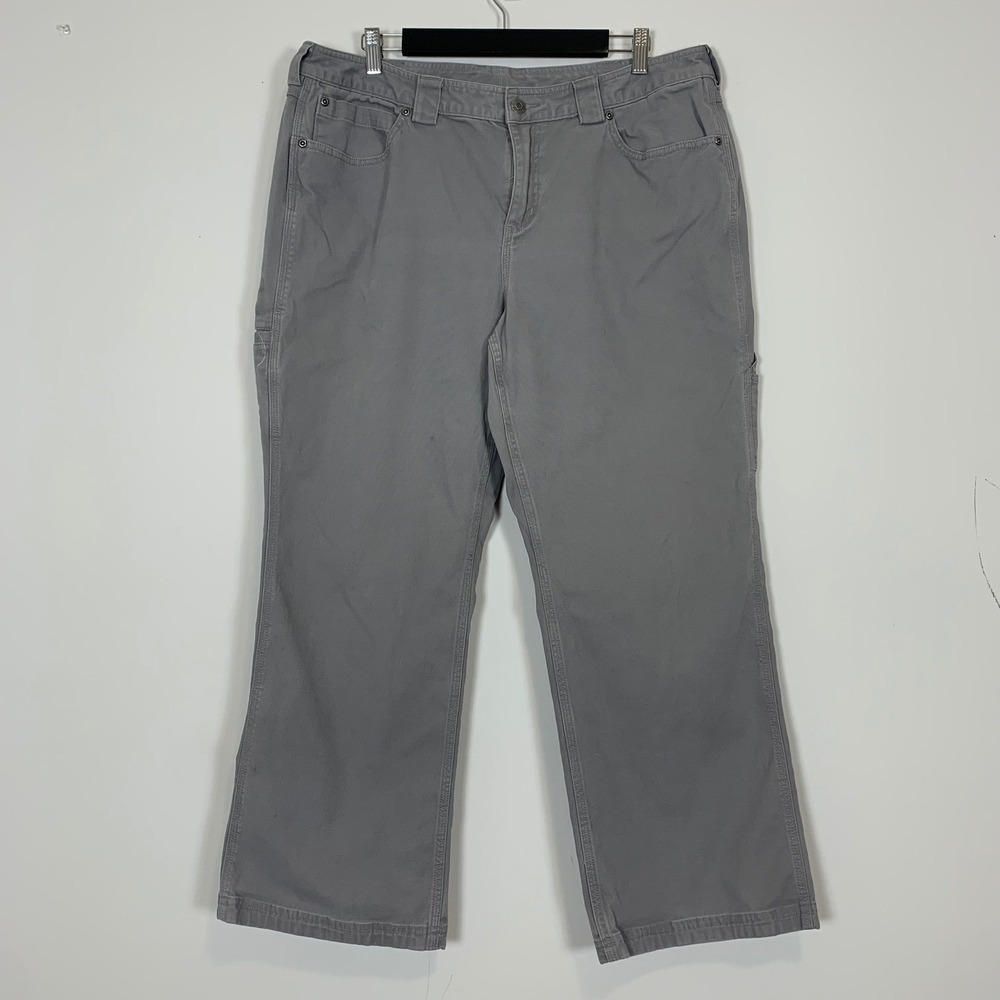 Duluth Trading Co Utility Pants Womens 16x29 Grey Carpenter Stretch Workwear